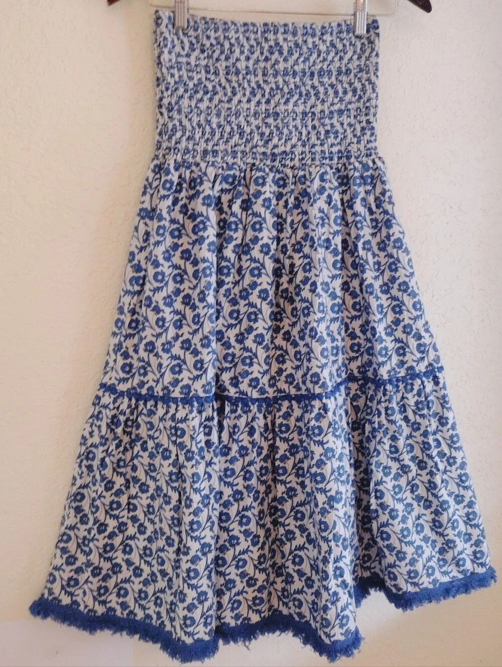Ina i:na Blue & White Strapless Floral Tiered Dress